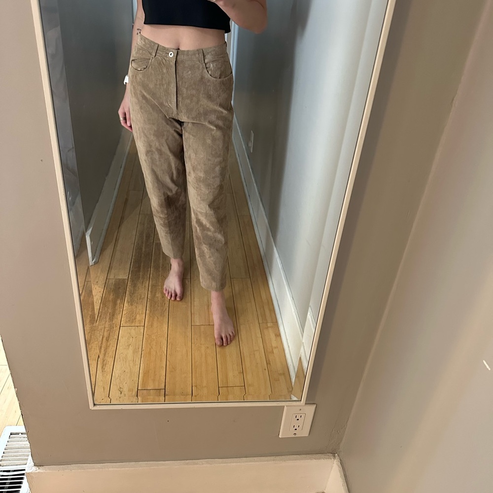 Stylish Tan Suede Pants